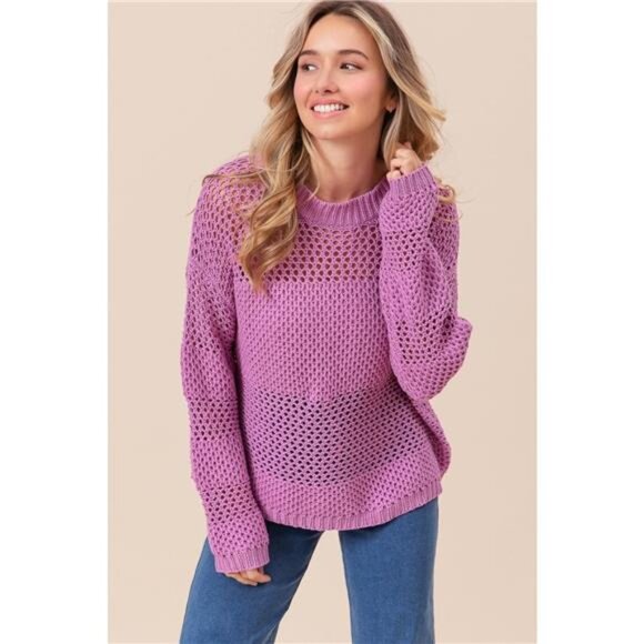 BiBi Sweaters - ✨NWT BiBi Openwork‎ Long Sleeve Knit Top